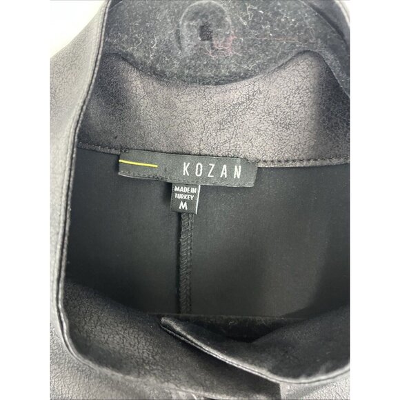 Kozan Slinky Faux Leather Mini Dress/Oversized Top w/ Metal Button Womens Size M - Picture 5 of 12